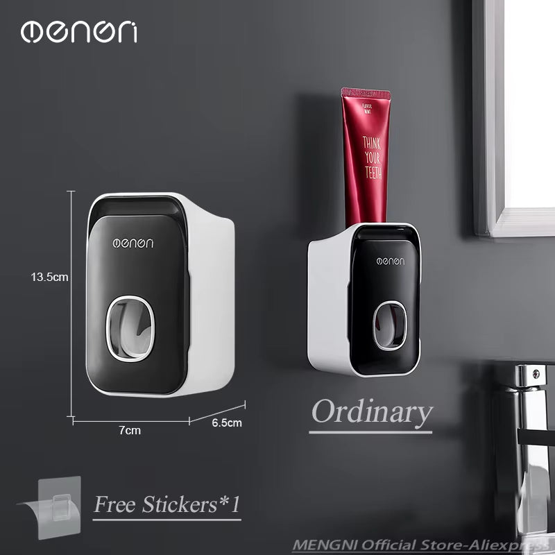 Automatic Toothpaste Dispenser Wall-Mounted Bathroom Toothpaste Squeezer Punch-Free Toothbrush Holder Rack Bathroom Acces