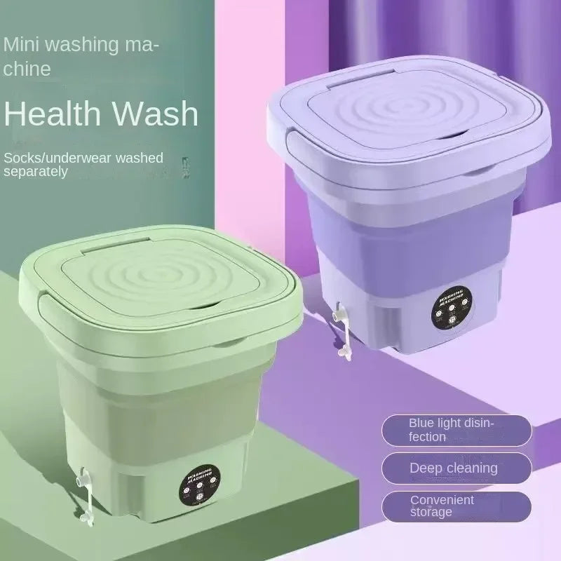 Portable Washing Machine 8L Small Foldable Spin Dryer Mini Laundry for Socks Underwear Home Shop Lightweight and Efficient