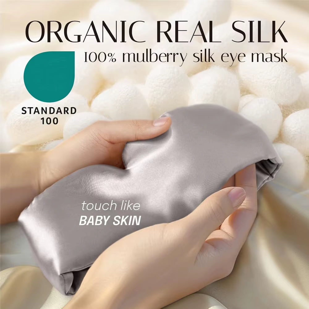 100% Mulberry Silk Sleeping Mask Eyepatch Blocking Light Eyemask Soft Padded Travel Sleeping Aid for Sleep Patch Slaapmasker