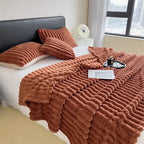 Solid Color Thickened Wide Striped Multifunctional Blanket, Can Be Used as Bed Sheet Cover Blanket, Nap Blanket, Pet Blanket