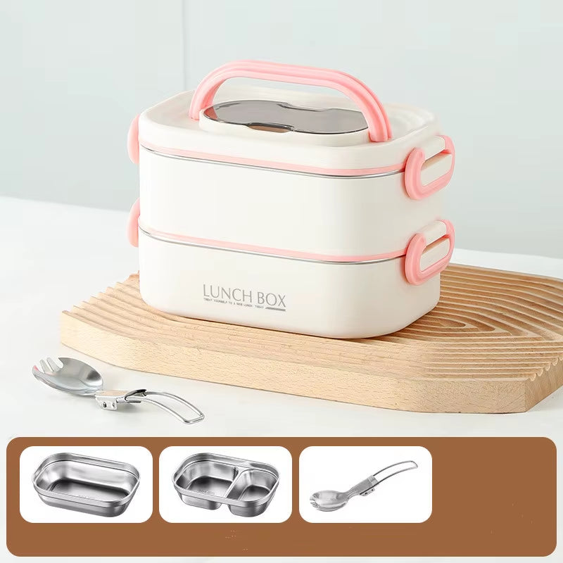 1500Ml Double Layers Stainless Steel 304 Thermal Lunch Box with Insulation Bag Leak-Proof Bento Box Adult Student Food Container