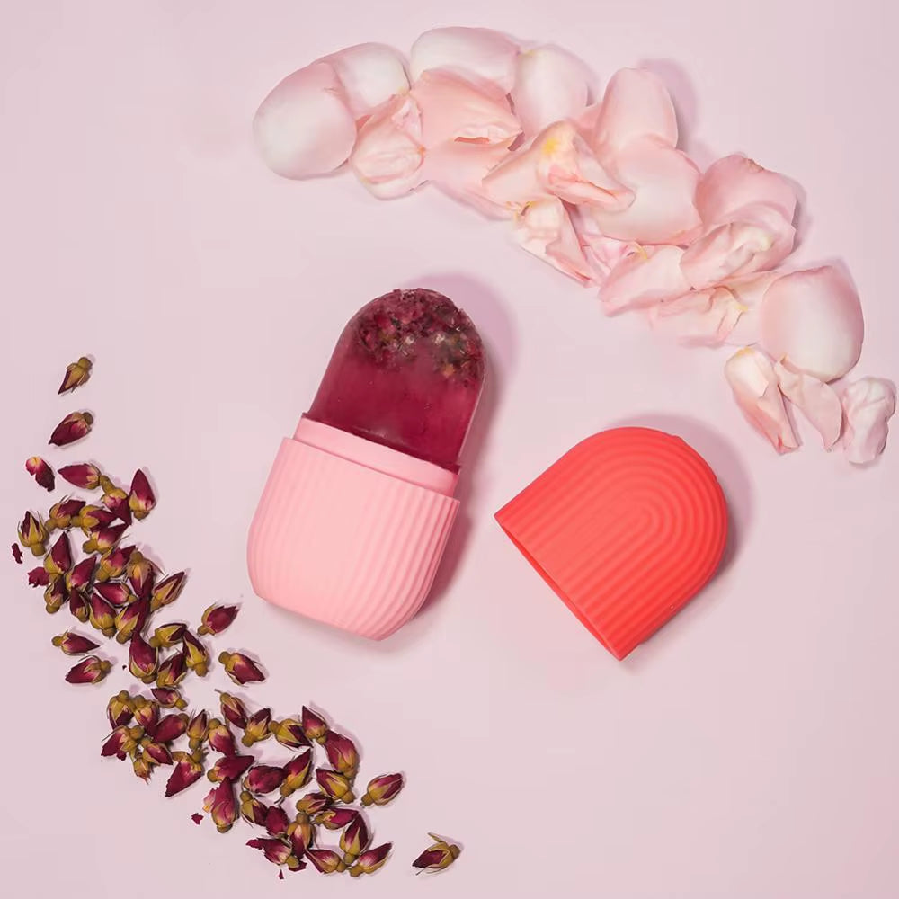 Silicone Cube Tray Shape Face Facial Ice Roller Massage Face Massage Roller Frozen Facial Reusable Ice Face Roller Skincare Tool