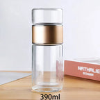 420ML Tea Cup Easy to Clean Glass Tea Cup with Double-Layer Tea Infuser Tea Infuser Water Cup Suitable for Office Outdoor Travel