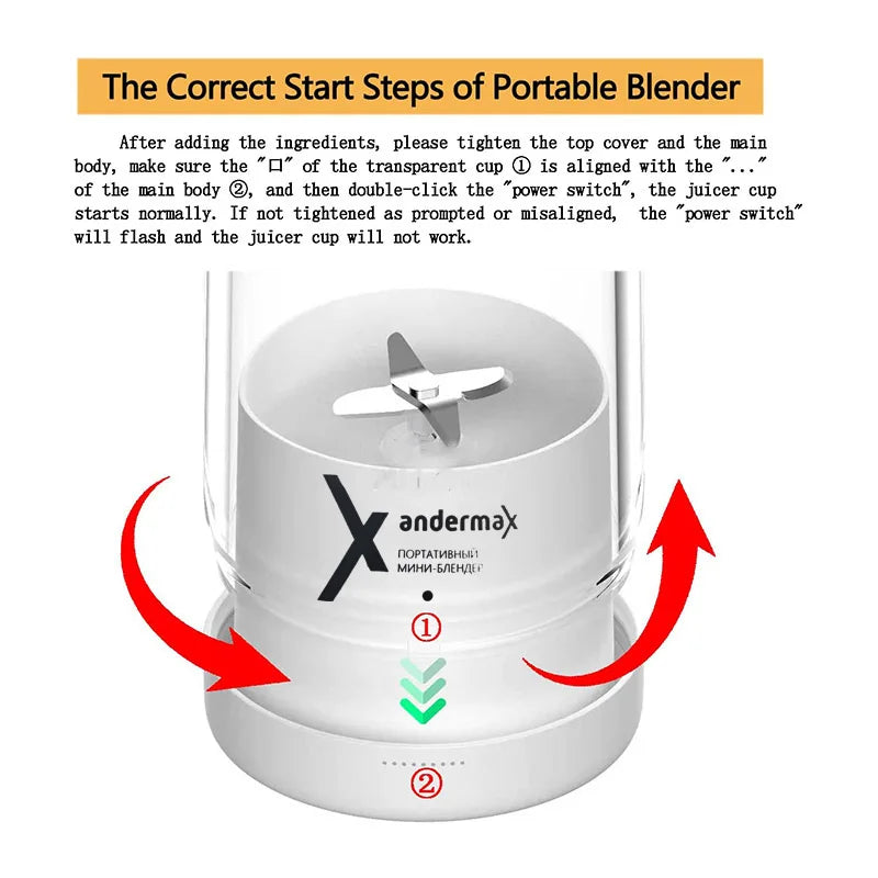 Mini Portable Blender Electric Juicer Fruit Mixers Fruit Extractors Smoothies Mixer Multifunctional Juice Maker Machine Blender