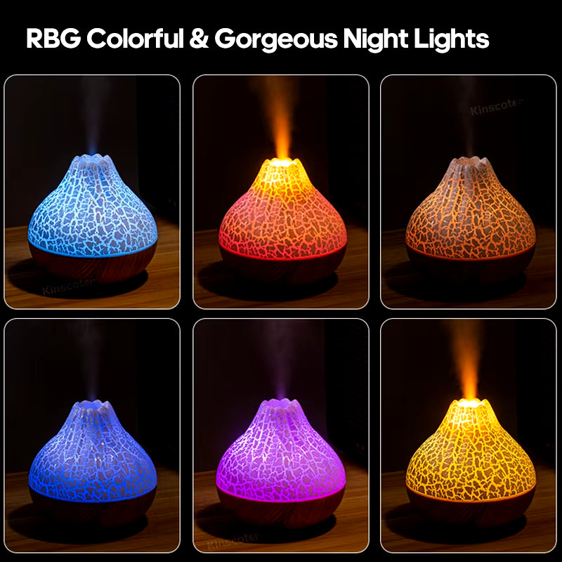 Volcano Air Humidifier 300Ml Desktop USB Water Mist Diffuser Purifier Air Freshener Nebulizer with Colorful Ambient Night Light