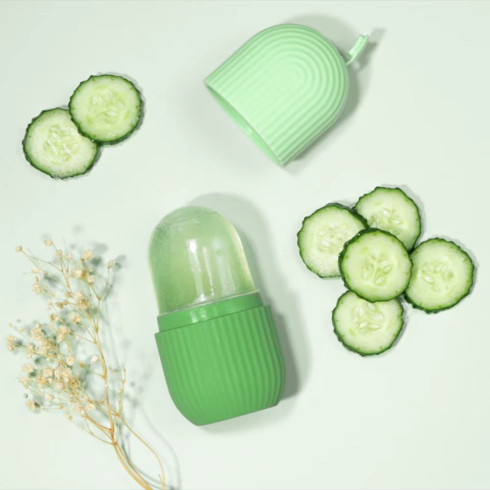 Silicone Cube Tray Shape Face Facial Ice Roller Massage Face Massage Roller Frozen Facial Reusable Ice Face Roller Skincare Tool