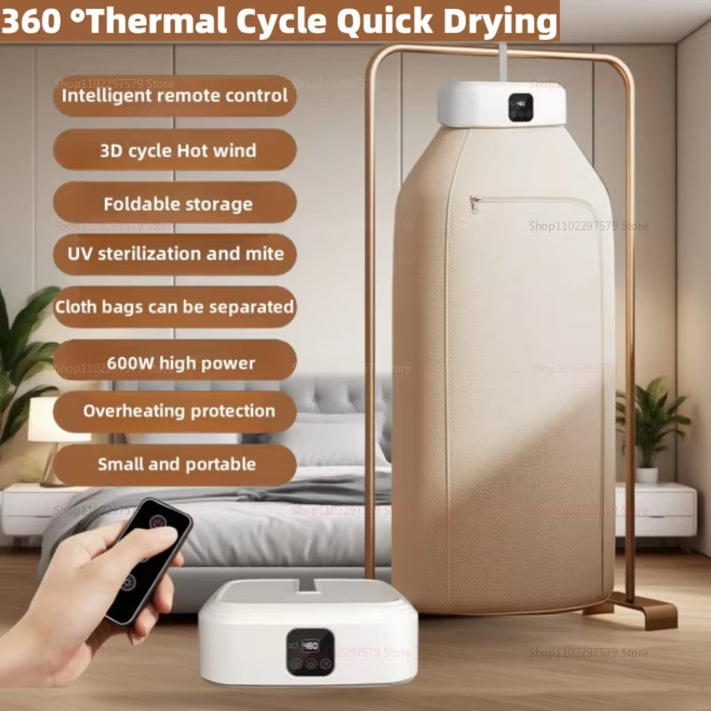 Multifunctional Dryer Portable Clothing Dryer Compact Foldable Laundry Dryer Machine with Dryer Bag and Time Setting Dryer