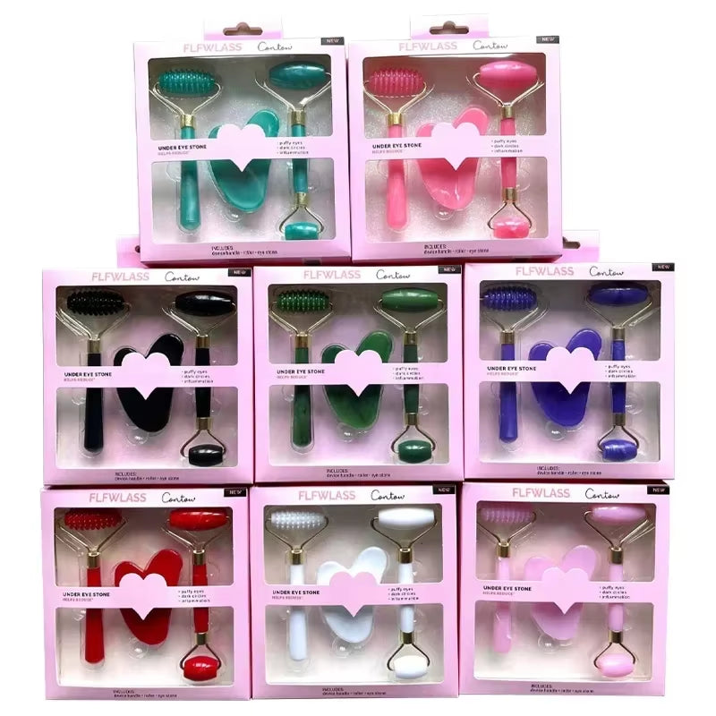 3Pcs Set Resin Roller Massager for Face Body Gua Sha Face Care Beauty Health Massage Tool Roller Not Jade Stone Facial Massager