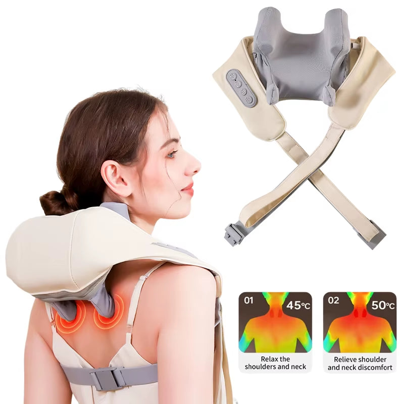 Wireless Electric Shoulder Massager Air Compress Kneading Multifunctional Neck Massager Shawl Massaging Muscle Relaxing