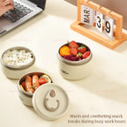 304 Stainless Steel Insulated Lunch Box with Storage Bag Portable Double-Layer Covered Lunch Box Office Student Sealed Lunch Box