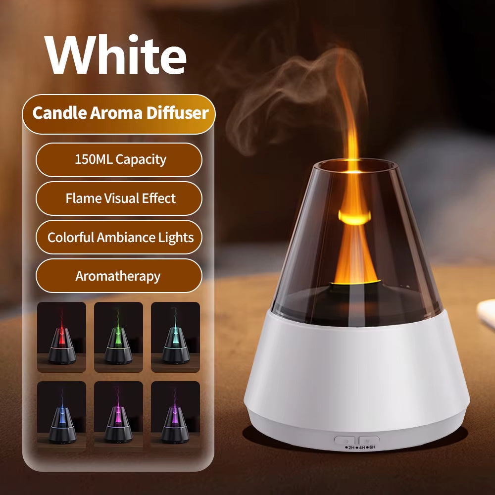 Simulated Flame Aroma Diffuser Bonfire Air Humidifier Ultrasonic Cool Mist Maker Fogger LED Essential Oil Lamp Diffuser