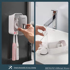 Automatic Toothpaste Dispenser Wall-Mounted Bathroom Toothpaste Squeezer Punch-Free Toothbrush Holder Rack Bathroom Acces