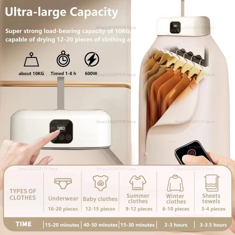 Multifunctional Dryer Portable Clothing Dryer Compact Foldable Laundry Dryer Machine with Dryer Bag and Time Setting Dryer