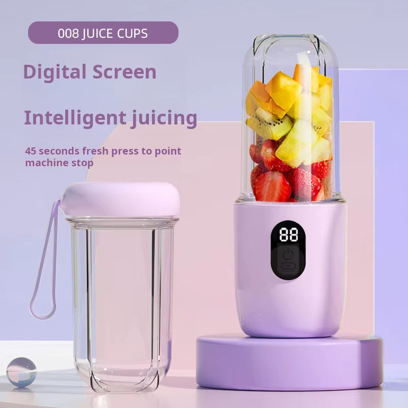 500ML Portable Blender with Lid Rechargeable Wireless Orange Juicer 16 Stainless Blades USB Smoothie Vegetables Fruits Mixer