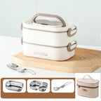 1500Ml Double Layers Stainless Steel 304 Thermal Lunch Box with Insulation Bag Leak-Proof Bento Box Adult Student Food Container