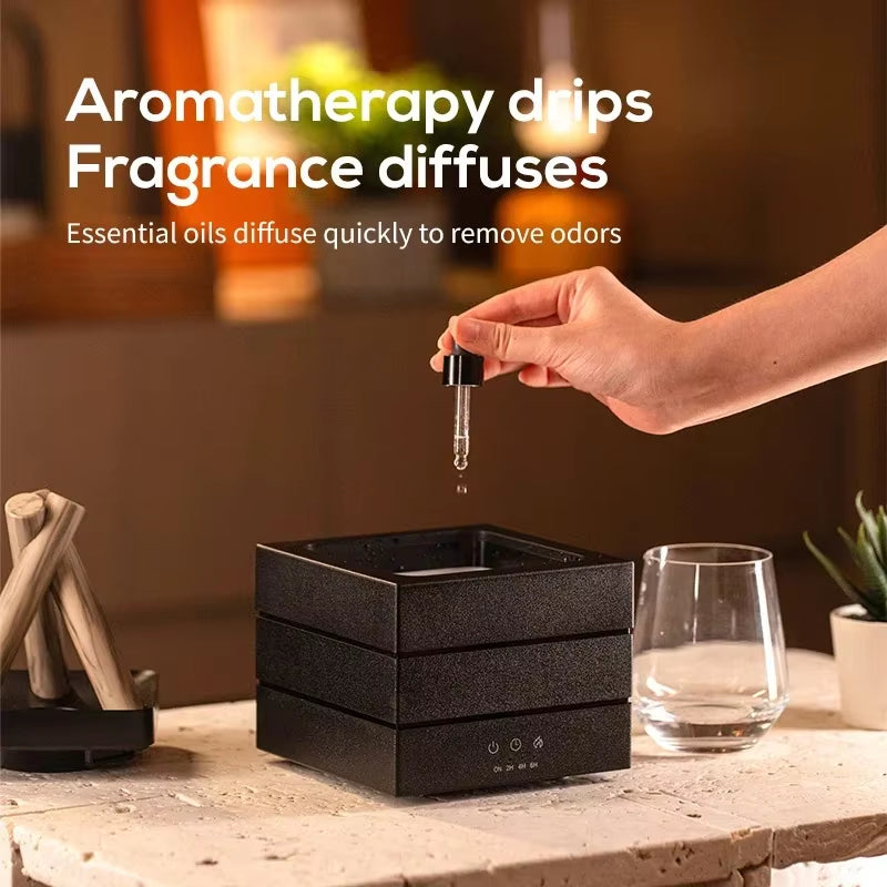 Simulated Flame Aroma Diffuser Bonfire Air Humidifier Ultrasonic Cool Mist Maker Fogger LED Essential Oil Lamp Diffuser