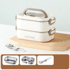 1500Ml Double Layers Stainless Steel 304 Thermal Lunch Box with Insulation Bag Leak-Proof Bento Box Adult Student Food Container