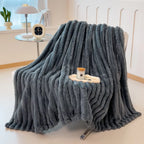 Solid Color Thickened Wide Striped Multifunctional Blanket, Can Be Used as Bed Sheet Cover Blanket, Nap Blanket, Pet Blanket