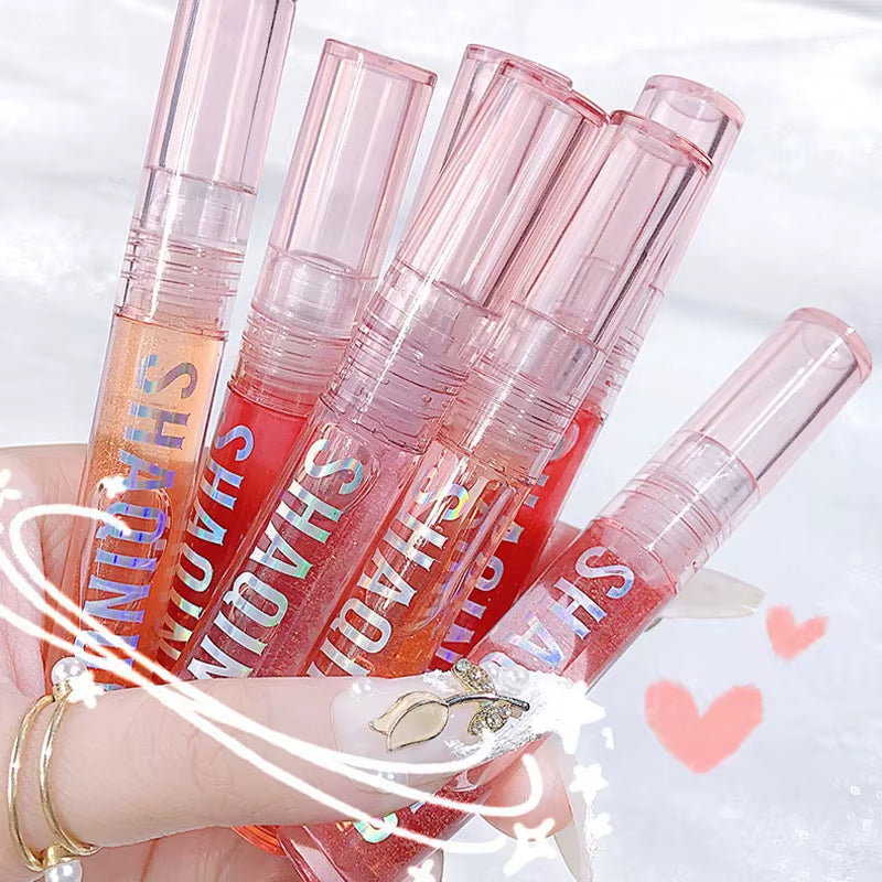 Four Pack Lip Gloss Set Box, Water Gloss Jelly Lip Gloss, Moisturizing Glass Lips, Not Easy to Stick to Cup