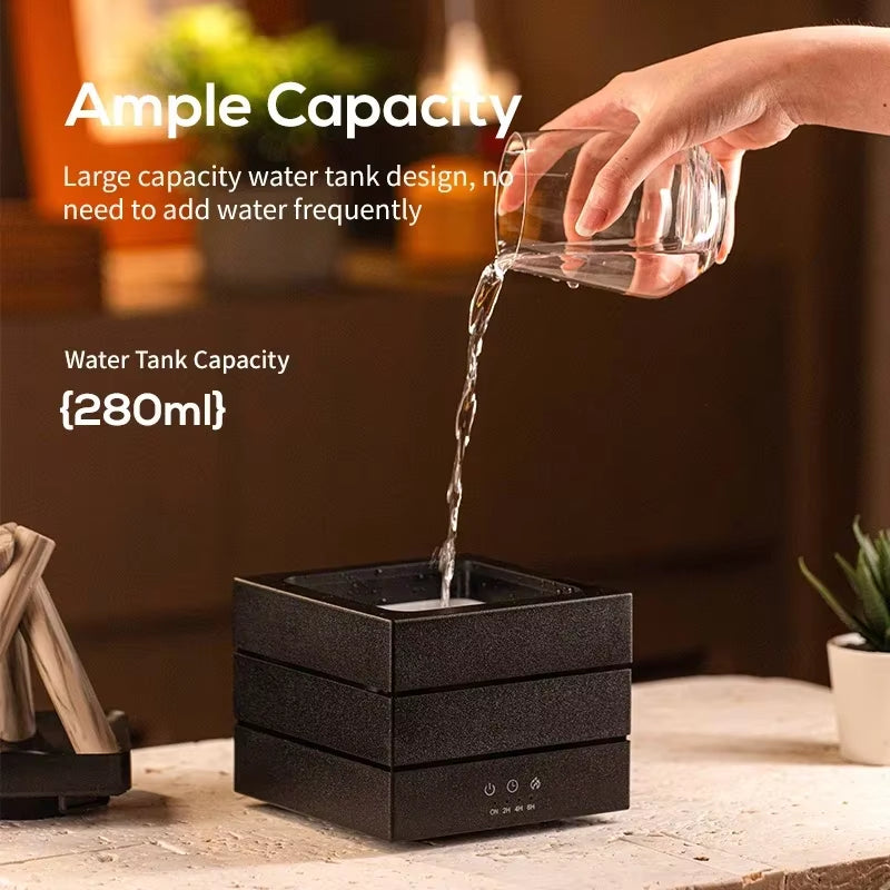 Simulated Flame Aroma Diffuser Bonfire Air Humidifier Ultrasonic Cool Mist Maker Fogger LED Essential Oil Lamp Diffuser