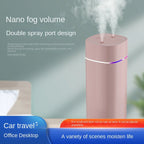 Dual-Nozzle USB Humidifier | 600Ml/H Super Mist & Ultra Quiet | Car/Home Moisturizing Device