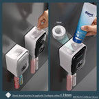 Automatic Toothpaste Dispenser Wall-Mounted Bathroom Toothpaste Squeezer Punch-Free Toothbrush Holder Rack Bathroom Acces