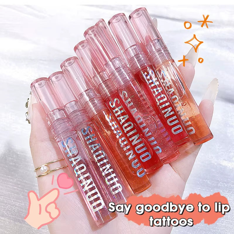 Four Pack Lip Gloss Set Box, Water Gloss Jelly Lip Gloss, Moisturizing Glass Lips, Not Easy to Stick to Cup