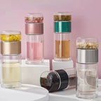 420ML Tea Cup Easy to Clean Glass Tea Cup with Double-Layer Tea Infuser Tea Infuser Water Cup Suitable for Office Outdoor Travel